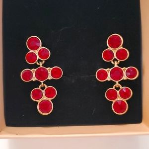 🛍Rhinestone drop red and gold earrings